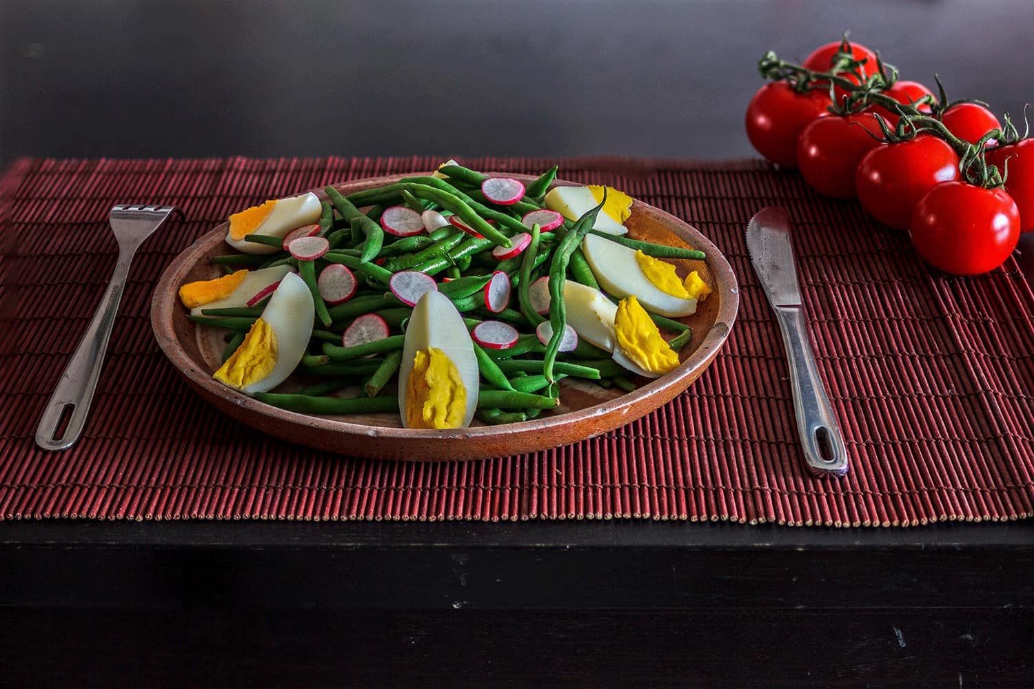 salade de haricots verts tomates et radis