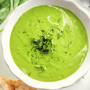 Visuel d'une soupe détox Velouté d'épinards au soja par Tuttinutri LMP Santé